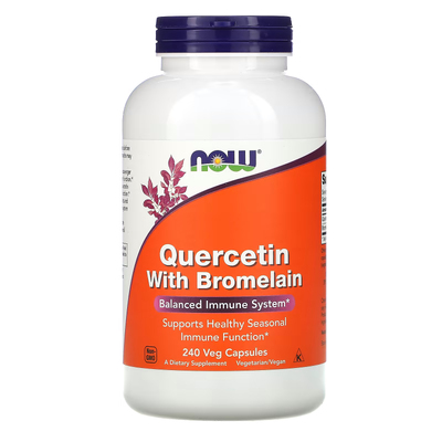 Кверцетин із бромелаїном / Quercetin With Bromelain, Now Foods, 240 вегетаріанських капсул