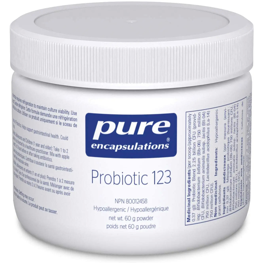 Пробиотики для детей, поддержание здоровой микрофлоры кишечника / Probiotic 123, Pure Encapsulations, 60 г
