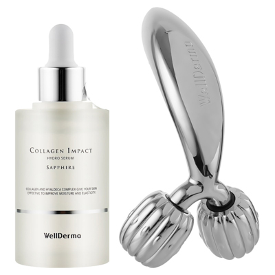 Набор из сыворотки с коллагеном и мини лифтинг роллера Wellderma Set Collagen Ampoule+Roller