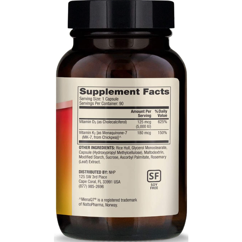 Вітаміни D3 та K2 (МК-7) / Vitamins D3 & K2, Dr. Mercola, 180 мкг, 90 капсул