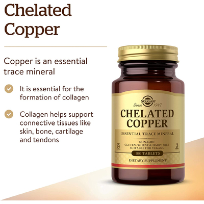 Мідь хелатна / Chelated Copper, Solgar, 2.5 мг, 100 таблеток
