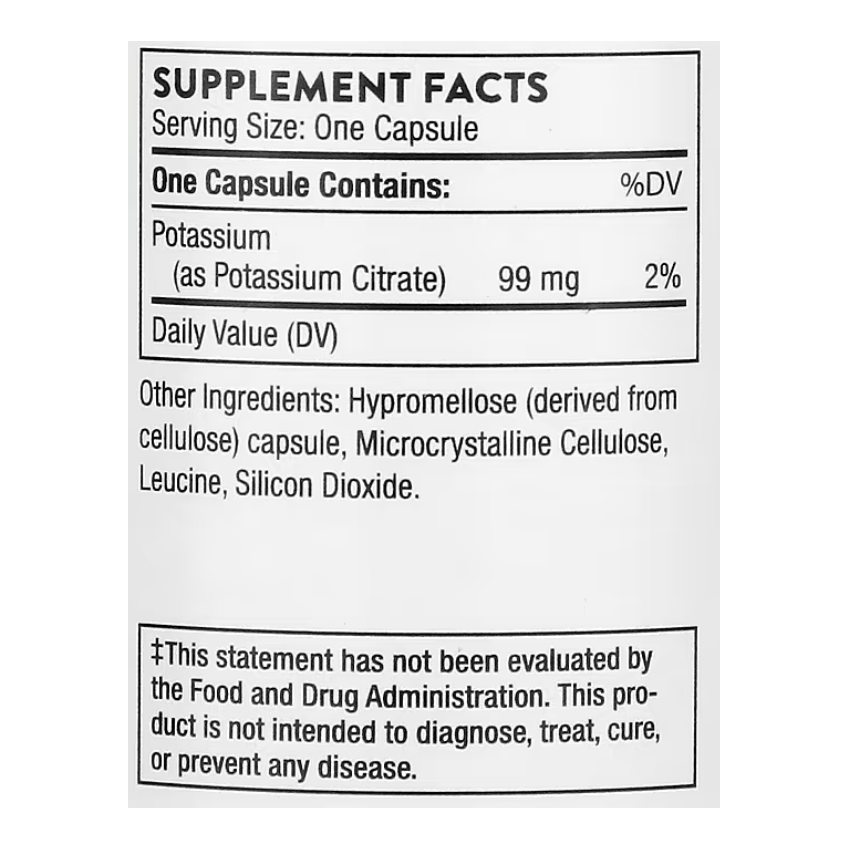 Цитрат калия / Potassium Citrate, Thorne Research, 99 мг, 90 капсул