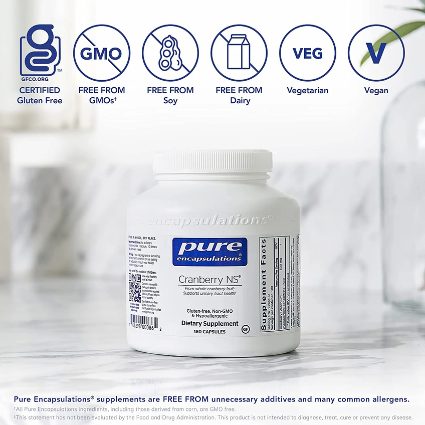 Клюква NS / Cranberry NS, Pure Encapsulations, 500 мг, 180 капсул