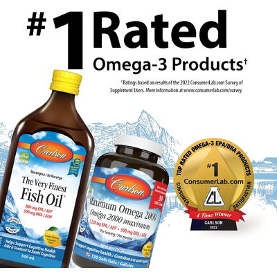 Риб'ячий жир з лимонним смаком / Norwegian The Very Finest Fish Oil Natural Lemon Flavor, Carlson Labs, 200 мл
