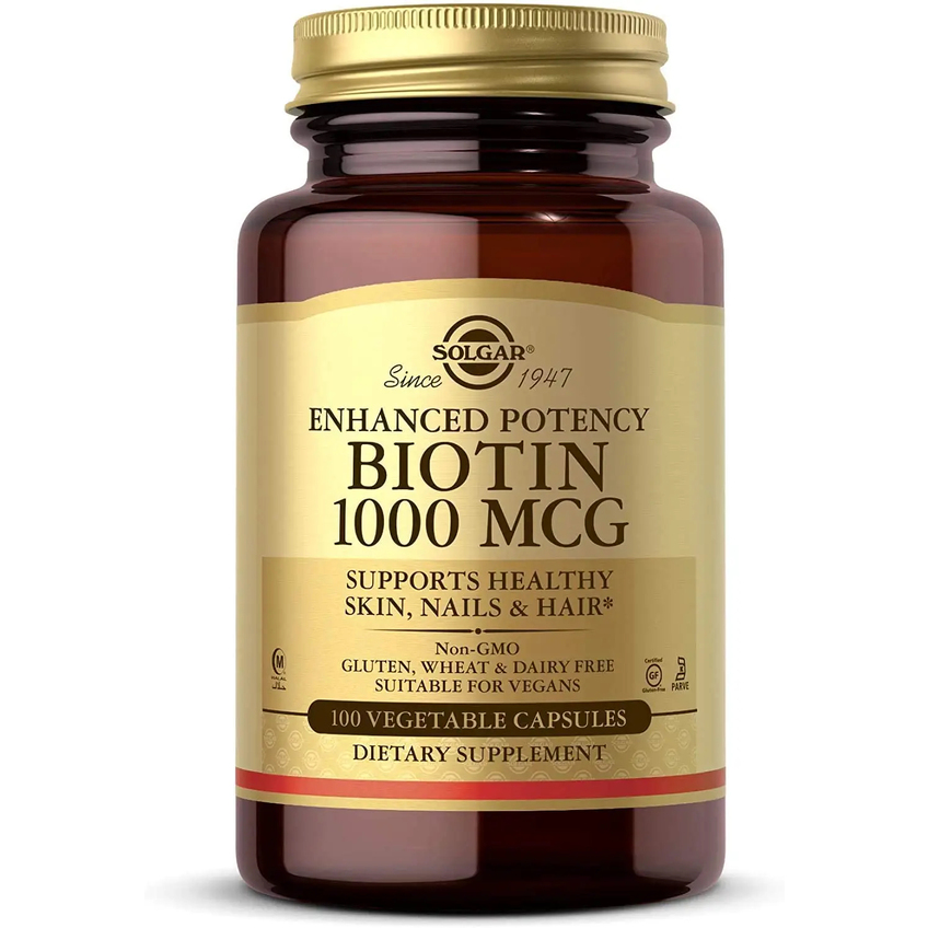 Біотин / Biotin, Solgar, 1000 мкг, 100 вегетаріанських капсул