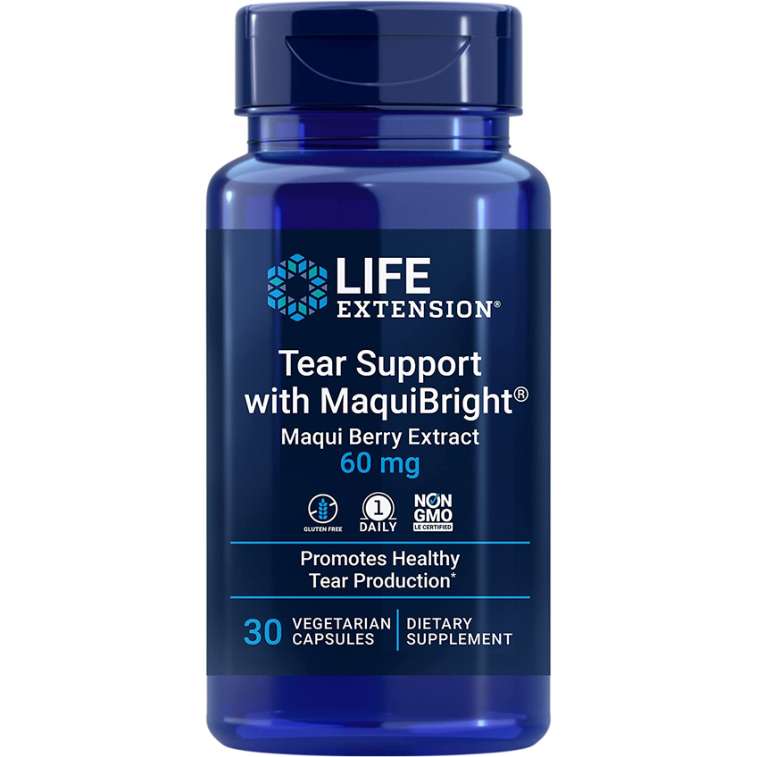 Средство для поддержания функций слезных желез / Tear Support with MaquiBright Maqui Berry Extract, Life Extension, 60 мг, 30 капсул
