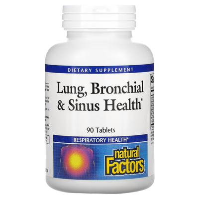 Здоровье легких, бронхов и носа / Lung, Bronchial & Sinus Health, Natural Factors, 90 таблеток