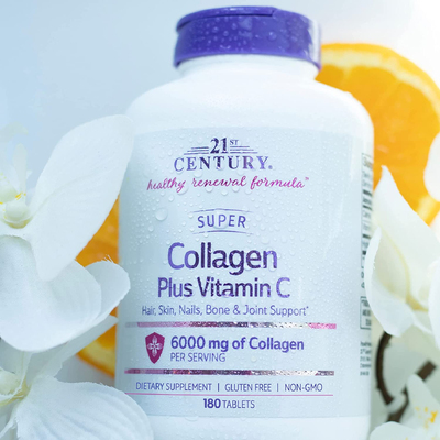 Суперколлаген с витамином C / Super Collagen Plus Vitamin C, 21st Century, 1000 мг, 180 таблеток