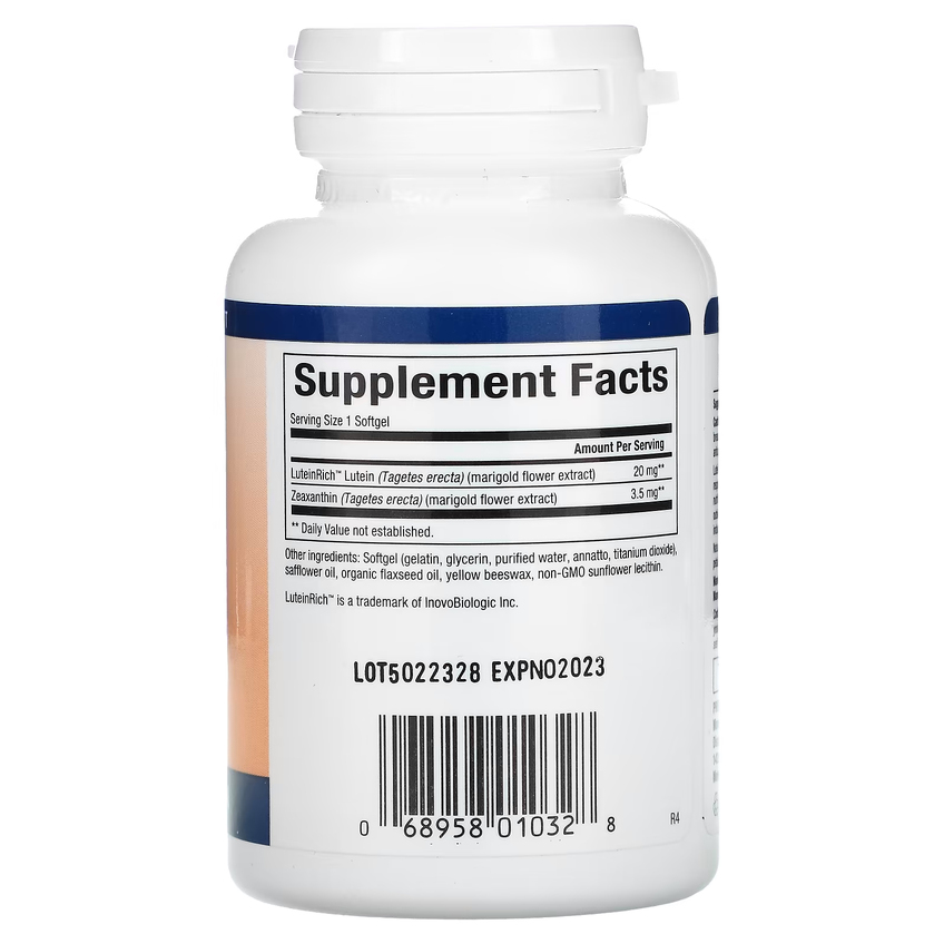 Лютеин / Lutein, Natural Factors, 20 мг, 60 гелевых капсул
