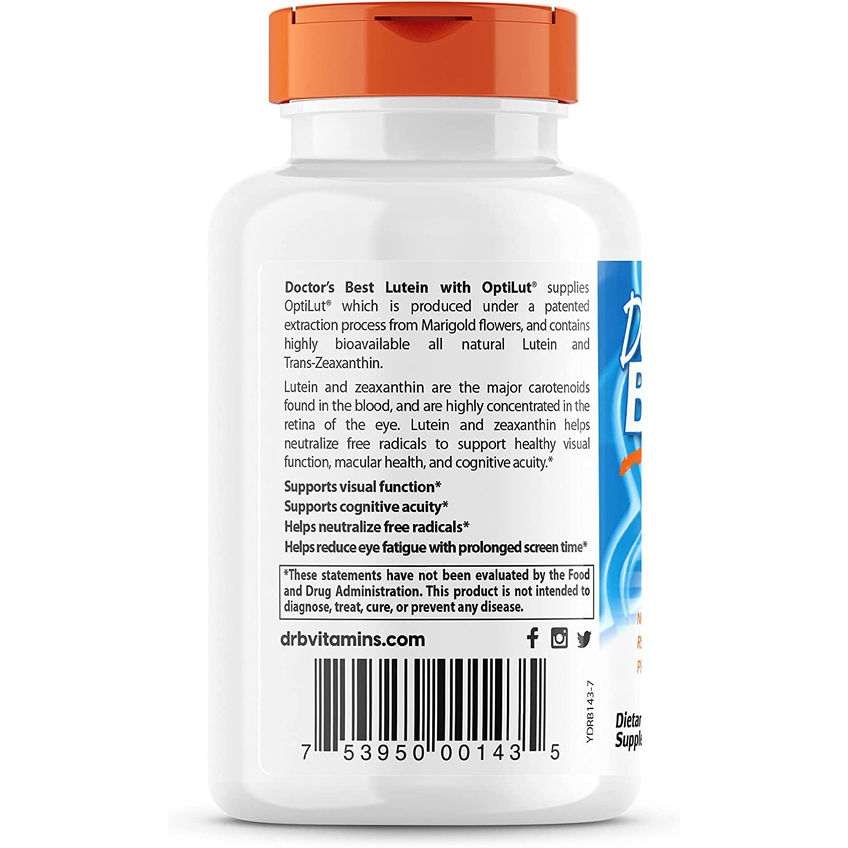 Лютеин / Lutein, Doctor's Best, 20 мг, 120 капсул