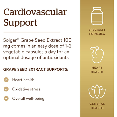 Экстракт виноградных косточек / Grape Seed Extract, Solgar, 100 мг, 60 вегетарианских капсул
