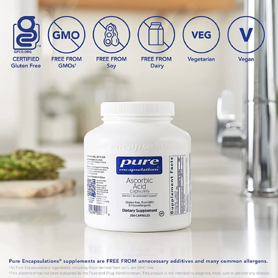 Аскорбиновая кислота / Ascorbic Acid, Pure Encapsulations, 1000 мг, 250 капсул