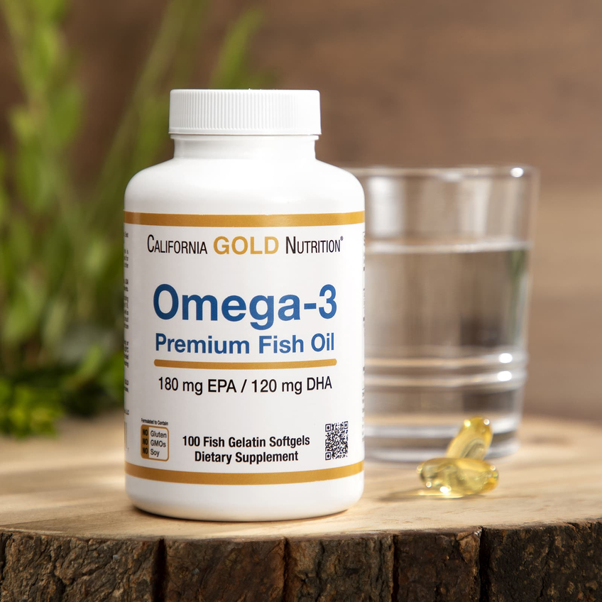 Омега-3, рыбий жир премиум-класса / Omega-3 Premium Fish Oil, California Gold Nutrition, 100 гелевых капсул