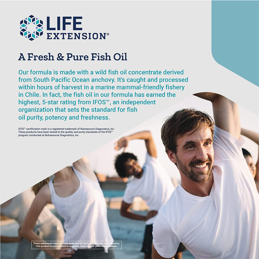 Супер омега-3 из рыбьего жира с ЭПК и ДГК / Omega Foundations Super Omega-3, Life Extension, 120 гелевых капсул