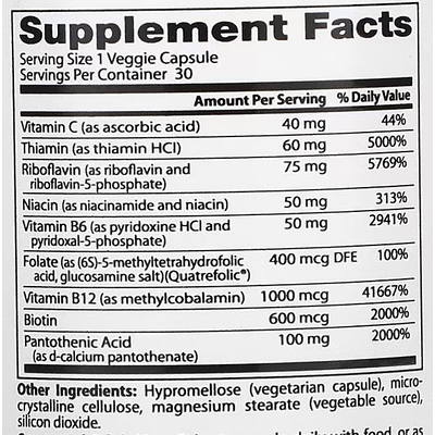 Повністю активний комплекс вітамінів групи B із Quatrefolic / Fully Active B Complex with Quatrefolic, Doctor's Best, 30 вегетаріанських капсул