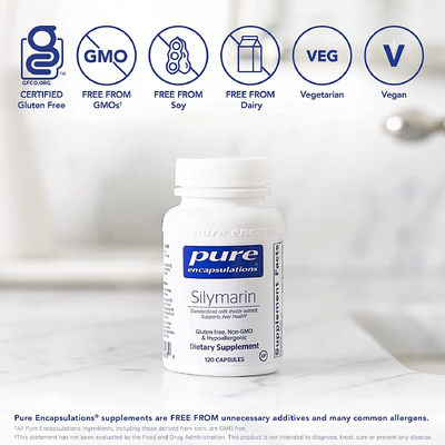Силимарин / Silymarin, Pure Encapsulations, 250 мг, 120 капсул