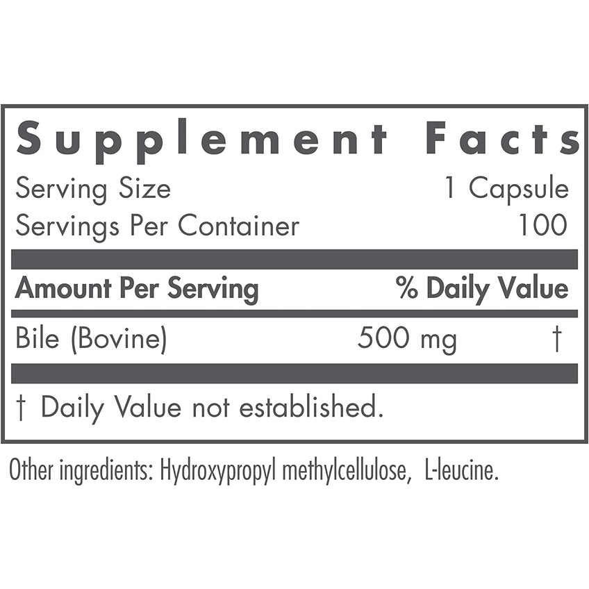 Бычья желчь / Ox Bile, Nutricology, 500 мг, 100 капсул