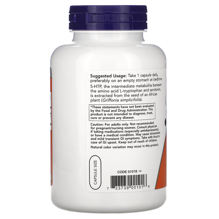 5-гідрокситриптофан / 5-HTP, Now Foods, 50 мг, 180 вегетаріанських капсул