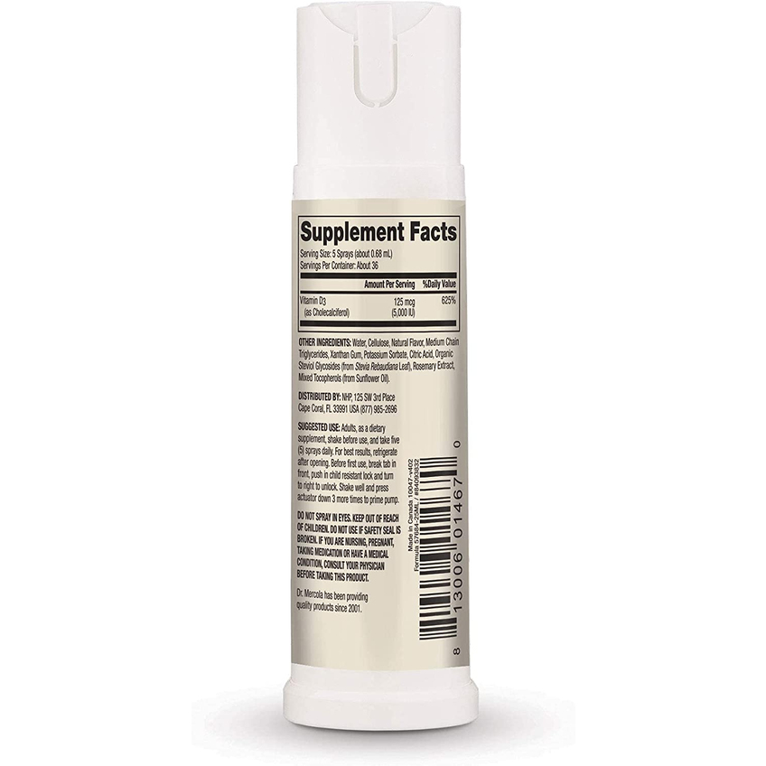 Вітамін D3 з апельсиновим смаком / Vitamin D3 Sunshine Mist, Dr. Mercola, 125 мкг, 25 мл