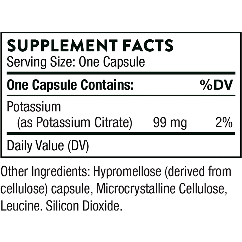 Цитрат калия / Potassium Citrate, Thorne Research, 99 мг, 90 капсул