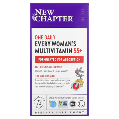 Мультивитамины для женщин от 55+ (один раз в день) / One Daily Every Woman's Multivitamin 55+, New Chapter, 72 таблетки