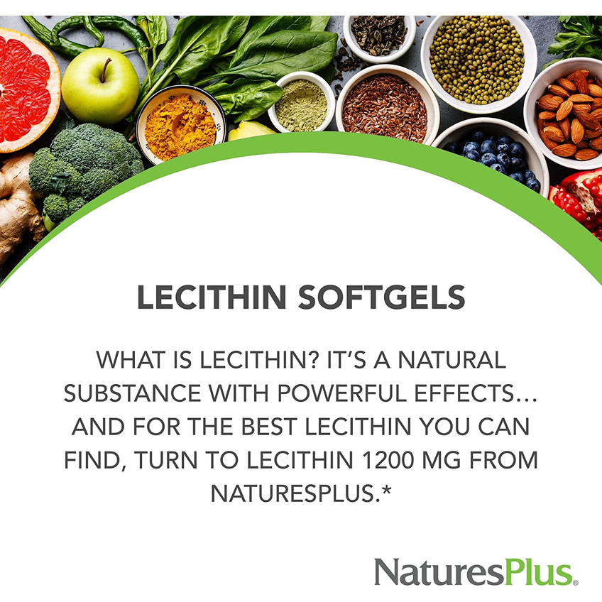 Лецитин / Lecithin, Nature's Plus, 1200 мг, 90 гелевых капсул