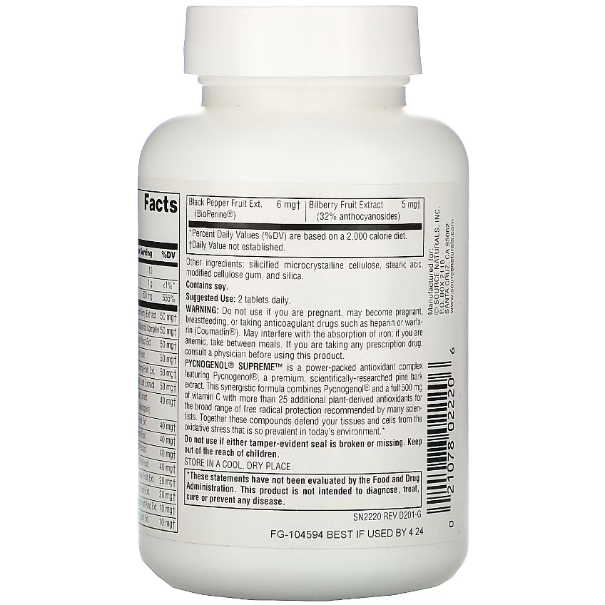 Пікногенол Сьюпрім / Pycnogenol Supreme, Source Naturals, 60 таблеток
