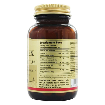 Комплекс витаминов B с витамином C формула для борьбы со стрессом / B-Complex with Vitamin C Stress Formula, Solgar, 100 таблеток