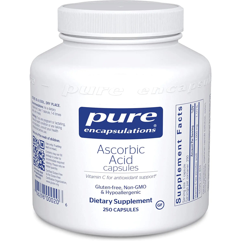 Аскорбиновая кислота / Ascorbic Acid, Pure Encapsulations, 1000 мг, 250 капсул