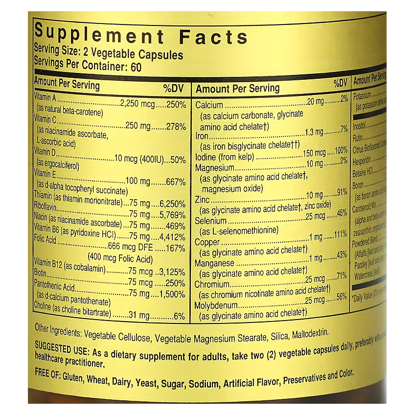 Мультивитамины и хелатные формы минералов «Формула VM-75» / Multiple Vitamins with Chelated Minerals «Formula VM-75, Solgar, 120 вегетарианских капсул