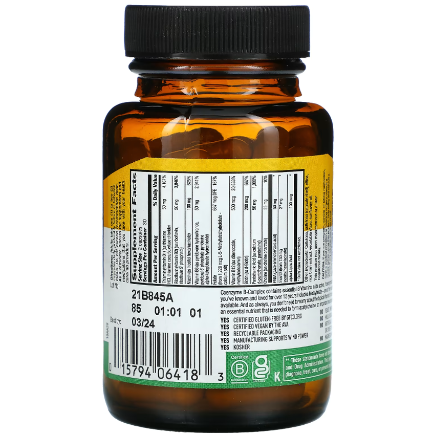Коензим B-комплекс / Coenzyme B-Complex, Country Life, 60 капсул
