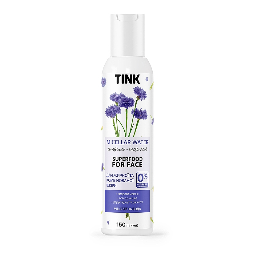 Міцелярна вода з екстрактом волошки й молочною кислотою Tink Micellar Water