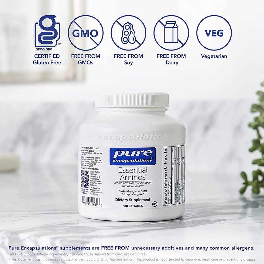 Незаменимые аминокислоты / Essential Aminos, Pure Encapsulations, 180 капсул