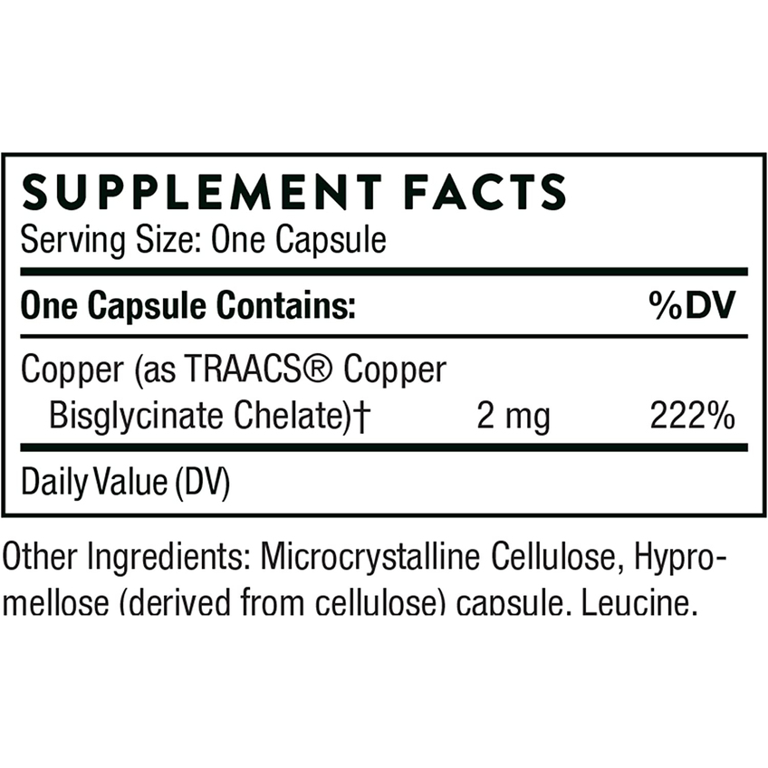Бисглицинат меди / Copper Bisglycinate, Thorne Research, 2 мг, 60 капсул