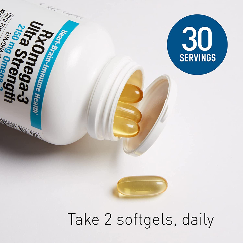 Сверхсильная Омега-3 из рыбьего жира / RxOmega-3 Ultra Strength, Natural Factors, 1075 мг, 60 гелевых капсул
