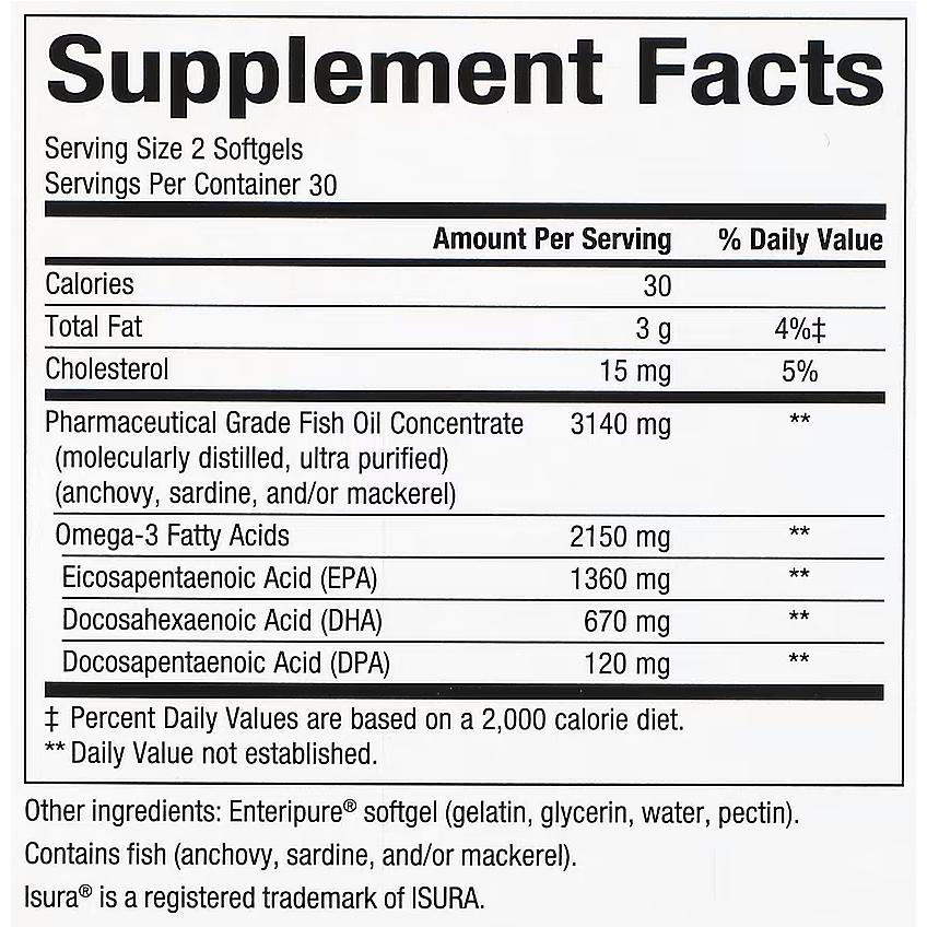 Сверхсильная Омега-3 из рыбьего жира / RxOmega-3 Ultra Strength, Natural Factors, 1075 мг, 60 гелевых капсул