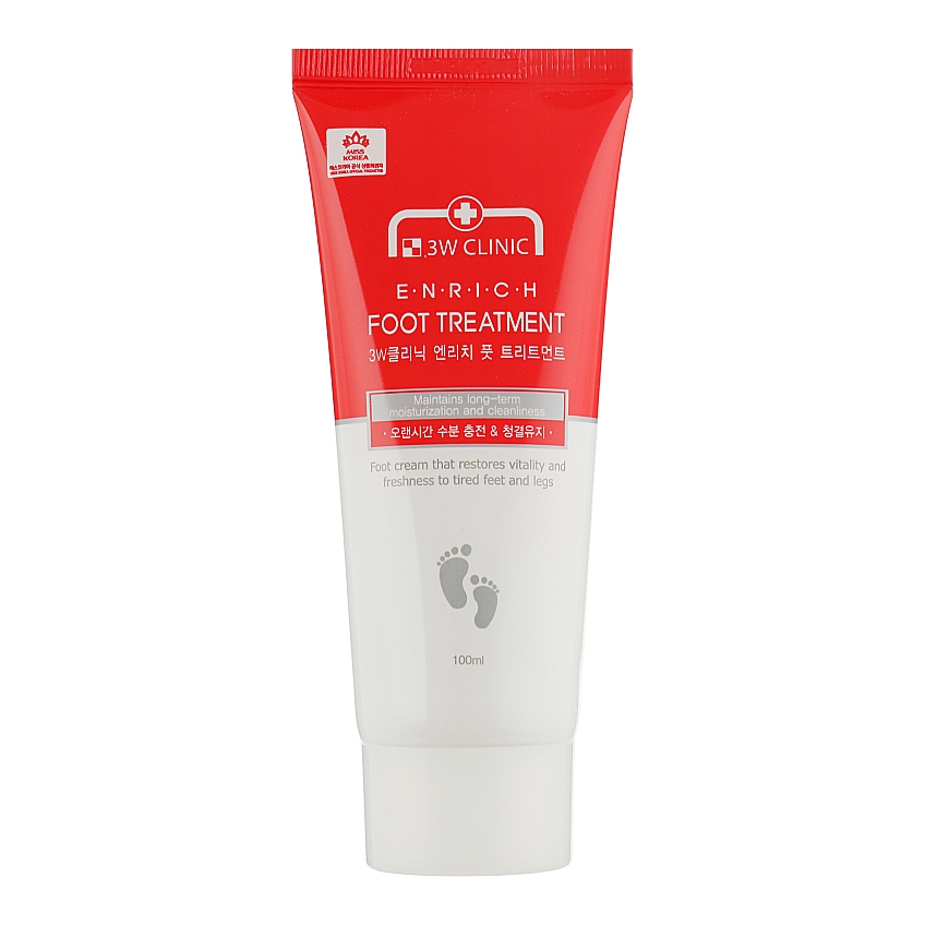 Восстановительный крем для усталых ног 3W Clinic Enrich Foot Treatment