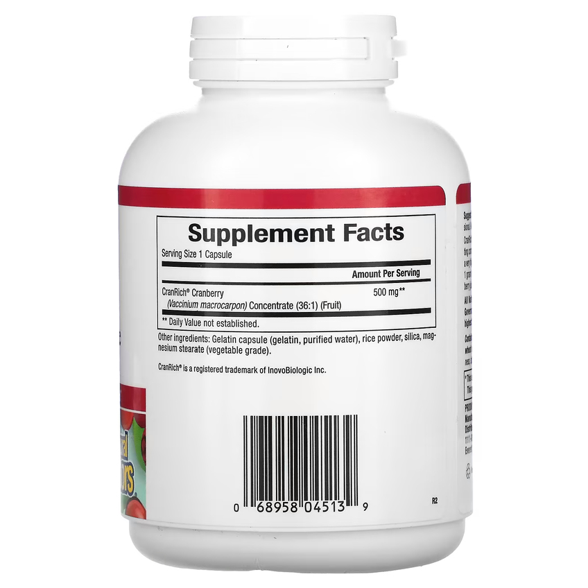 Суперконцентрат клюквы / Cranberry Concentrate, Natural Factors, 500 мг, 180 капсул