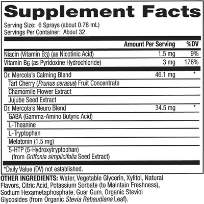 Підтримка сну з мелатоніном зі смаком малини / Melatonin Sleep Support Raspberry Flavor, Dr. Mercola, 25 мл