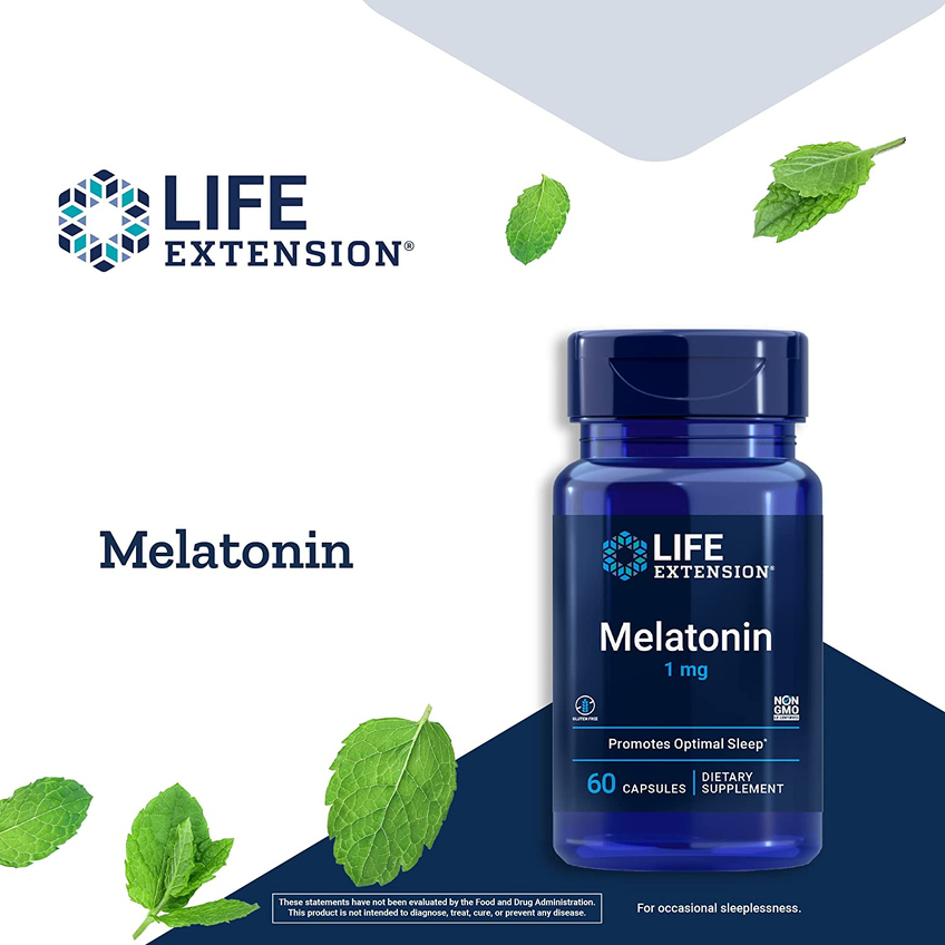 Мелатонін / Melatonin, Life Extension, 1 мг, 60 капсул