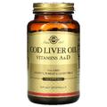 Олія печінки тріски, вітаміни A та D / Cod Liver Oil Vitamin A & D, Solgar, 375 мкг + 3.4 мкг, 250 гелевих капсул
