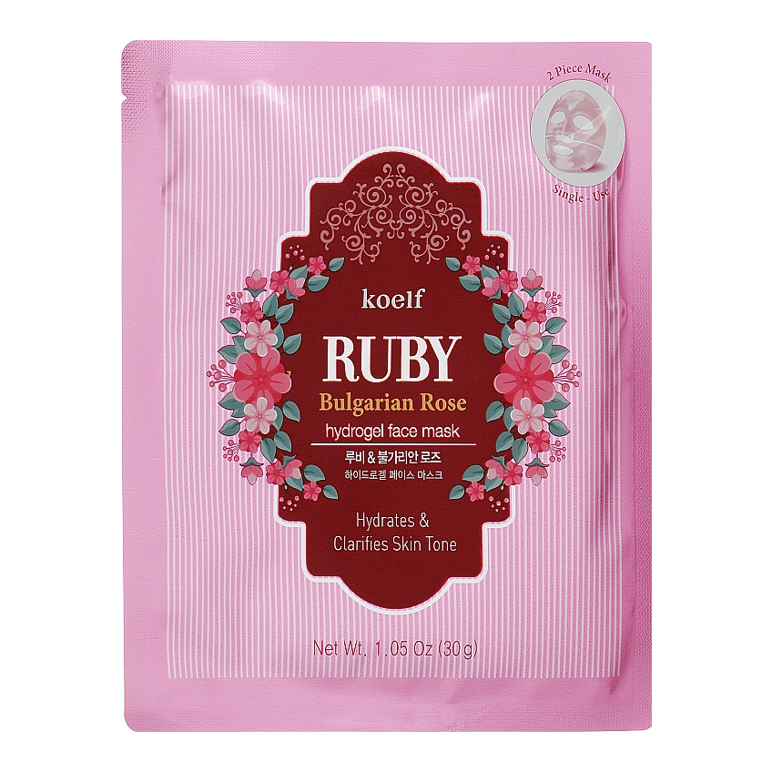 Гідрогелева маска для обличчя з рубіном Koelf Ruby & Bulgarian Rose Hydro Gel Mask