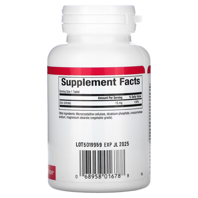 Цитрат цинка / Zinc Citrate, Natural Factors, 15 мг, 90 таблеток