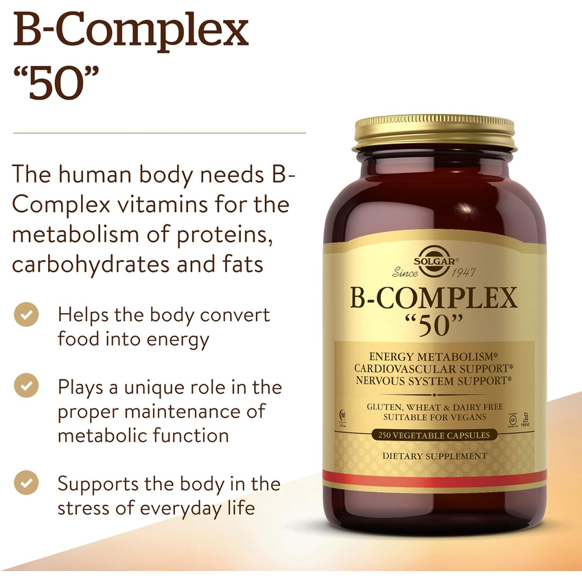 Комплекс витаминов группы В-50 / B-Complex 50, Solgar, 250 вегетарианских капсул
