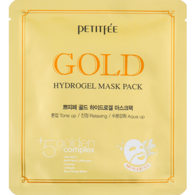 Гидрогелевая маска для лица с золотым комплексом +5 Petitfee Gold Hydrogel Mask Pack +5 golden complex