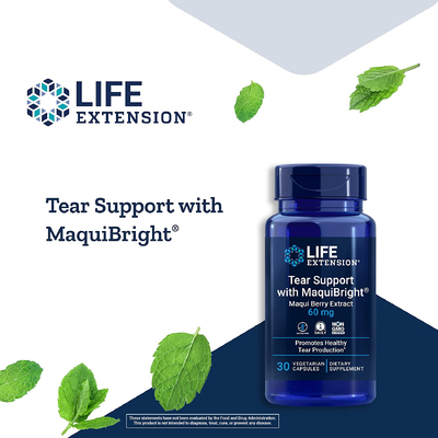 Средство для поддержания функций слезных желез / Tear Support with MaquiBright Maqui Berry Extract, Life Extension, 60 мг, 30 капсул