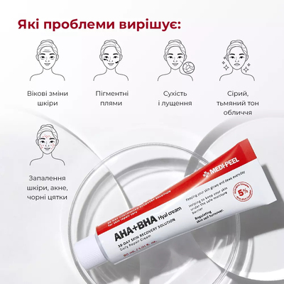 Крем-пилинг для лица восстанавливающий с кислотами Medi-Peel AHA BHA 28 Days Hyal Cream