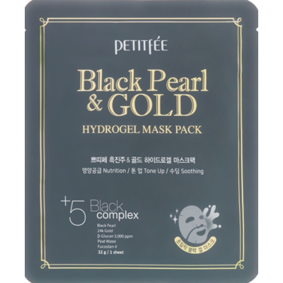 Гидрогелевая маска с золотом и черным жемчугом для лица Petitfee Black Pearl & Gold Hydrogel Mask Pack