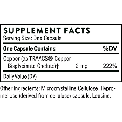 Бисглицинат меди / Copper Bisglycinate, Thorne Research, 2 мг, 60 капсул