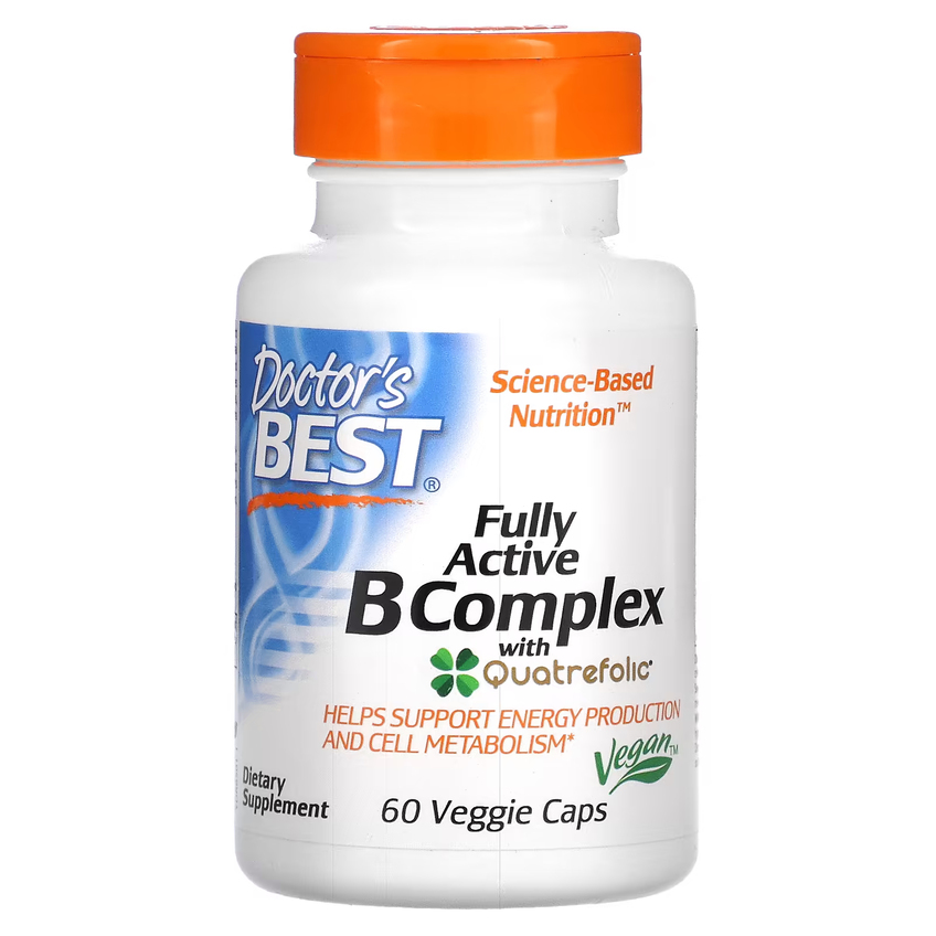 Повністю активний комплекс вітамінів групи B із Quatrefolic / Fully Active B Complex with Quatrefolic, Doctor's Best, 60 вегетаріанських капсул